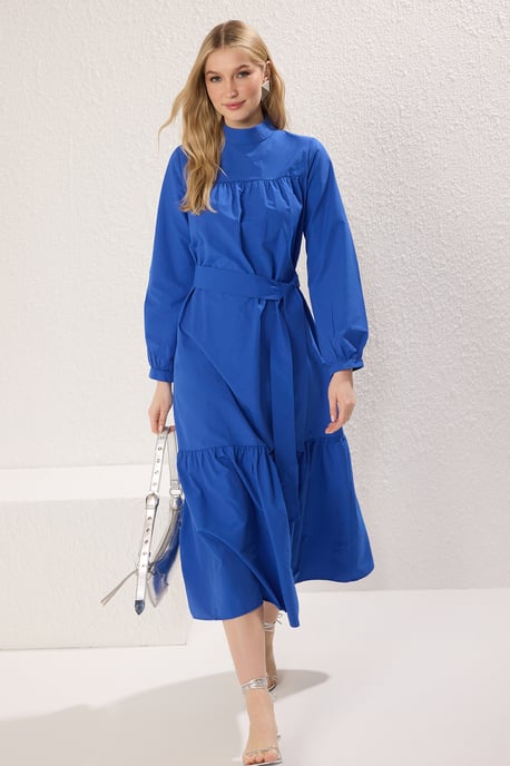 Langes, gerades, blaues Damen-Hijab-Kleid für Freizeit und Alltag - Image 1