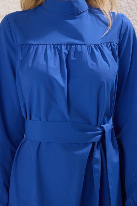 Langes, gerades, blaues Damen-Hijab-Kleid für Freizeit und Alltag - Image 2