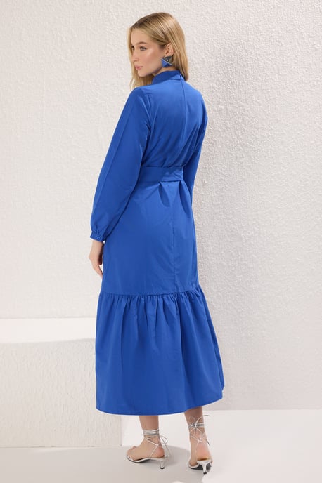 Langes, gerades, blaues Damen-Hijab-Kleid für Freizeit und Alltag - Image 3