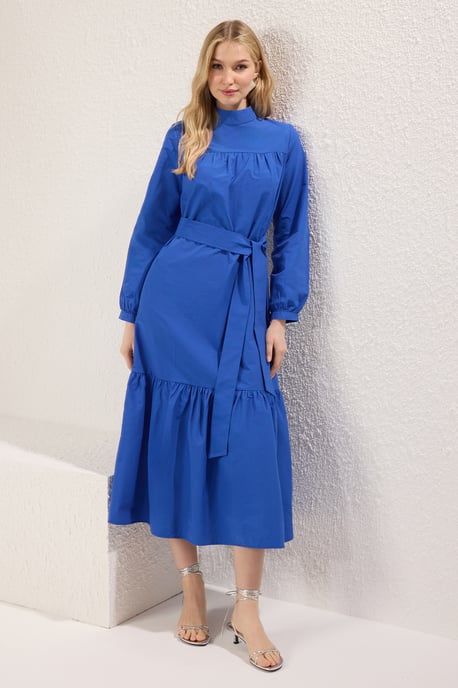 Langes, gerades, blaues Damen-Hijab-Kleid für Freizeit und Alltag - Image 4