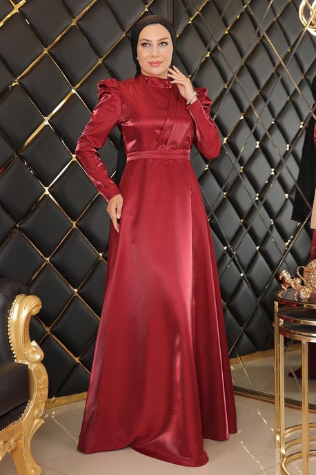 Drapiert Chest Abendkleid Burgunderrot - Image 1