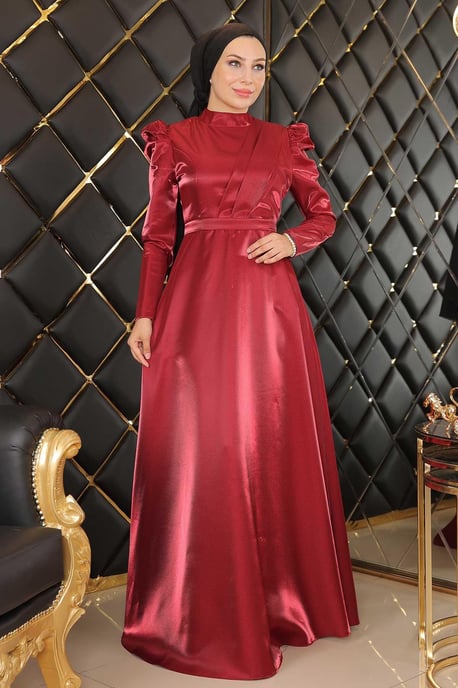 Drapiert Chest Abendkleid Burgunderrot - Image 2