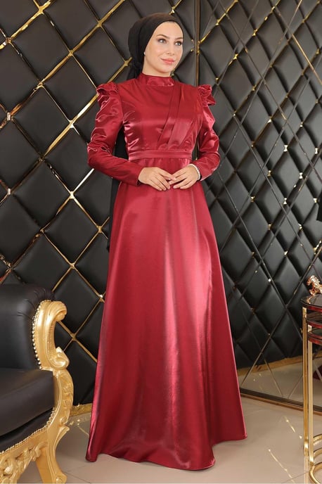 Drapiert Chest Abendkleid Burgunderrot - Image 3