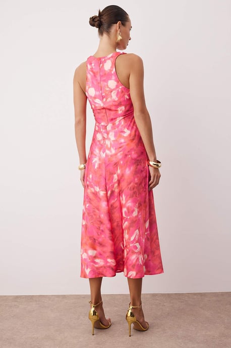Rosa Abstrakt Midi-Kleid für Damen, ärmellos, elegant/für den Abend - Image 3