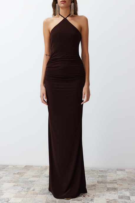 Langes, figurbetontes Abendkleid für Damen, einfarbig, ideal für Abschlussball und Abiball - Image 3
