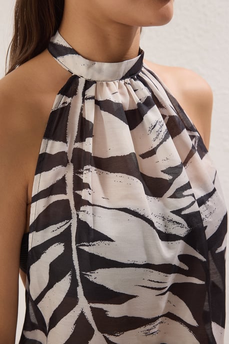 Sehr farbenfrohes, ärmelloses, figurbetontes Maxi-Strandkleid mit Blumenmuster für Damen - Image 2