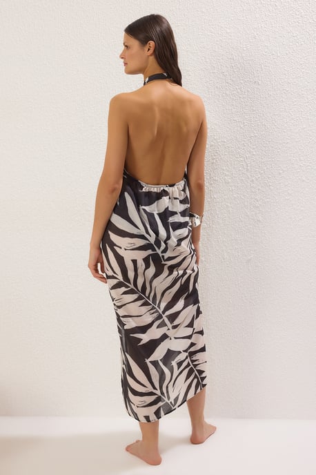 Sehr farbenfrohes, ärmelloses, figurbetontes Maxi-Strandkleid mit Blumenmuster für Damen - Image 3