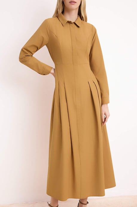 Braunes, flaches, langes, lässiges/alltagstaugliches A-Linien-Hijab-Kleid für Damen - Image 2