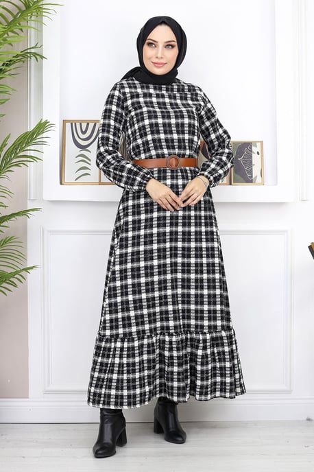 Gerüscht Hijab Kleid Schwarz - Image 2