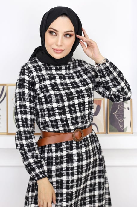 Gerüscht Hijab Kleid Schwarz - Image 4