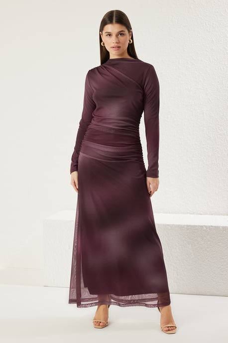 Damen Midi-Kleider mit Farbverlauf, lang, für Abend/Alltag, figurbetont, dezent - Image 1