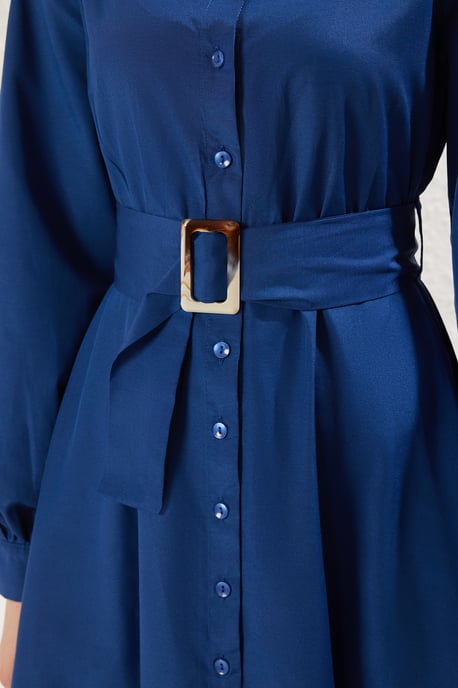 Damen Blaue, schlichte lange Businesskleider, figurbetont, dezent - Image 3