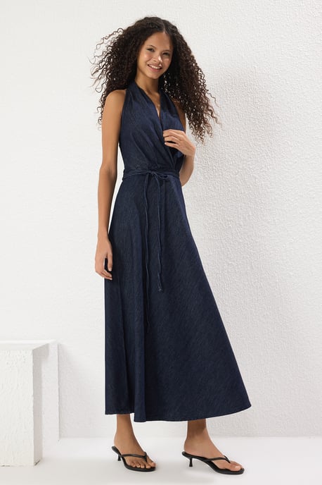 Damen-Maxikleid in Marineblau, gerader Schnitt, ärmellos, lässig/alltagstauglich - Image 4