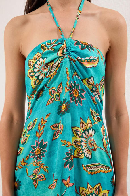 Geblümt Maxi-Strandkleid für Damen, ärmellos, Oversize, übergroß - Image 2