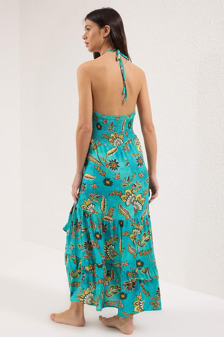 Geblümt Maxi-Strandkleid für Damen, ärmellos, Oversize, übergroß - Image 3