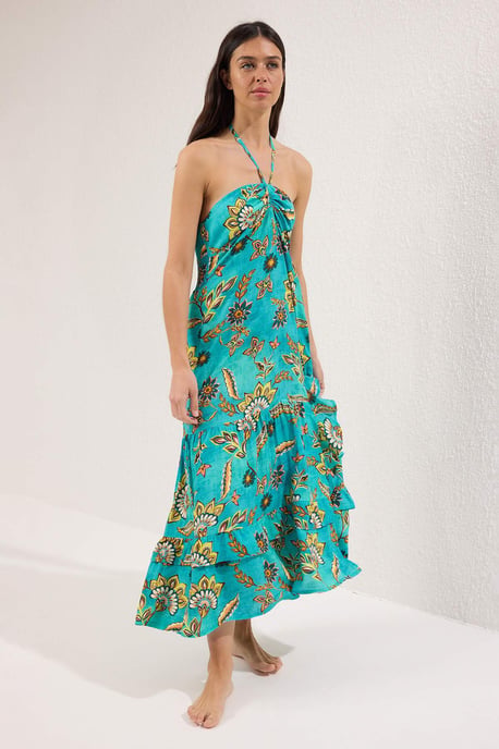 Geblümt Maxi-Strandkleid für Damen, ärmellos, Oversize, übergroß - Image 4