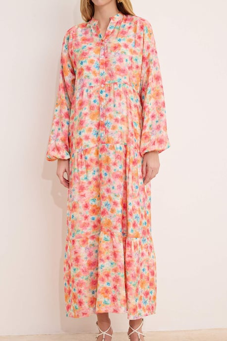 Langes, geblümtes Maxikleid für Damen, lässig/alltagstauglich, A-Linie, Hijab-Stil - Image 2