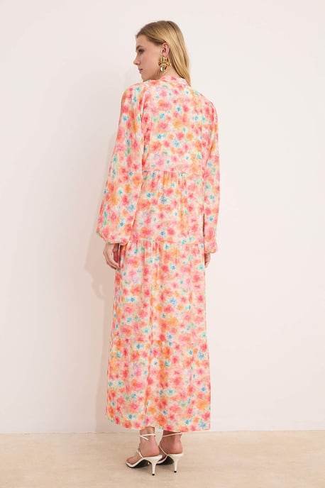 Langes, geblümtes Maxikleid für Damen, lässig/alltagstauglich, A-Linie, Hijab-Stil - Image 3