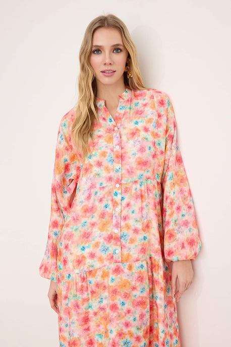 Langes, geblümtes Maxikleid für Damen, lässig/alltagstauglich, A-Linie, Hijab-Stil - Image 4