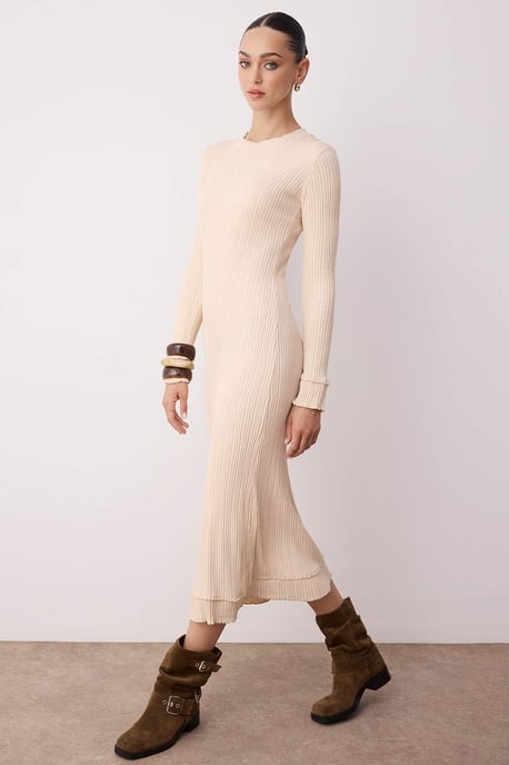 Rosa Damen-Kleid, gerader Schnitt, Midi-Länge, lässig/alltagstauglich, A-Linie - Image 4