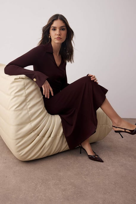 Unifarbenes, langes, lässiges, figurbetontes Maxikleid für Damen - Image 3
