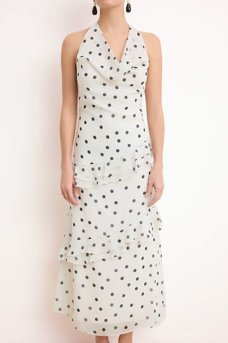 Damen-Midikleid mit Polka-Dots, ärmellos, für Tag und Nacht - Image 4