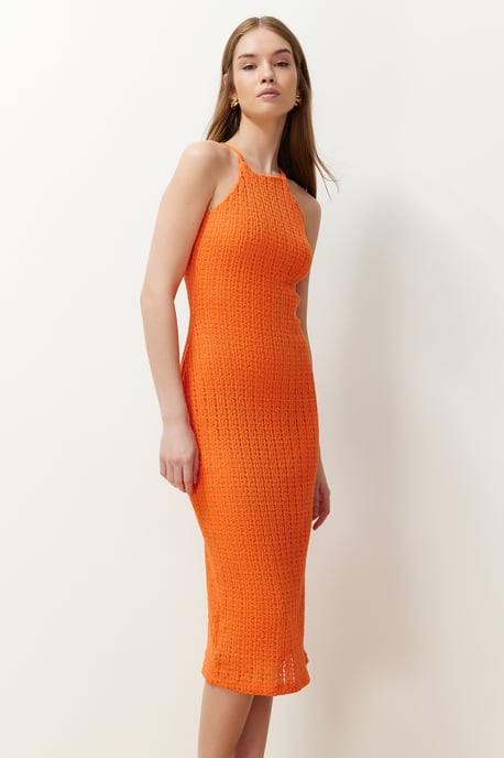 Damen-Midikleid in Unifarben mit Spaghettiträgern, lässig, normale Passform - Image 4