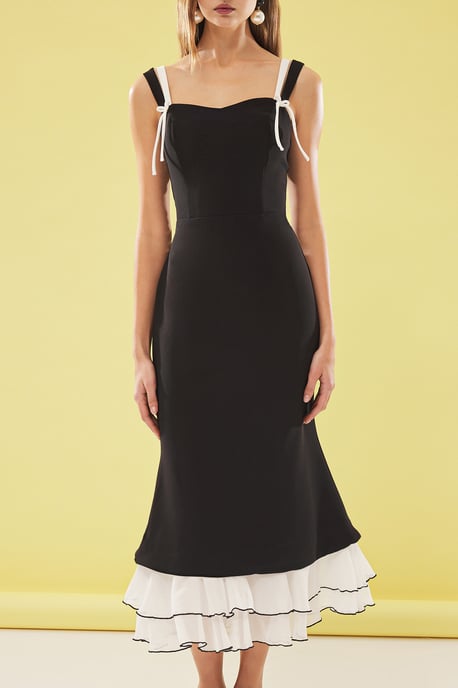 Mehrfarbiges, einfarbiges, mittellanges Spaghettiträger-Kleid für Damen, elegant/figurbetont - Image 2