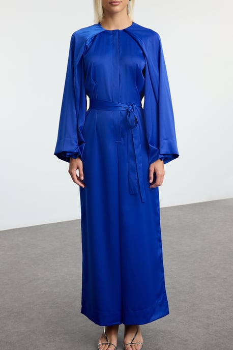 Dunkelblaues, einfarbiges, langes Abendkleid für Damen / figurbetontes, modisches Alltagskleid - Image 2