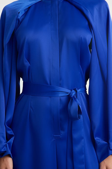 Dunkelblaues, einfarbiges, langes Abendkleid für Damen / figurbetontes, modisches Alltagskleid - Image 3