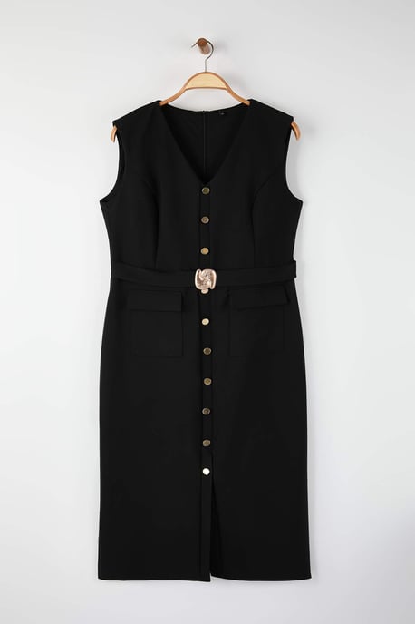 Curve Damen Midi-Kleid, ärmellos, gerade geschnitten, figurbetont ...ärmellos, Tag/Nacht, Plus-Size - Image 1