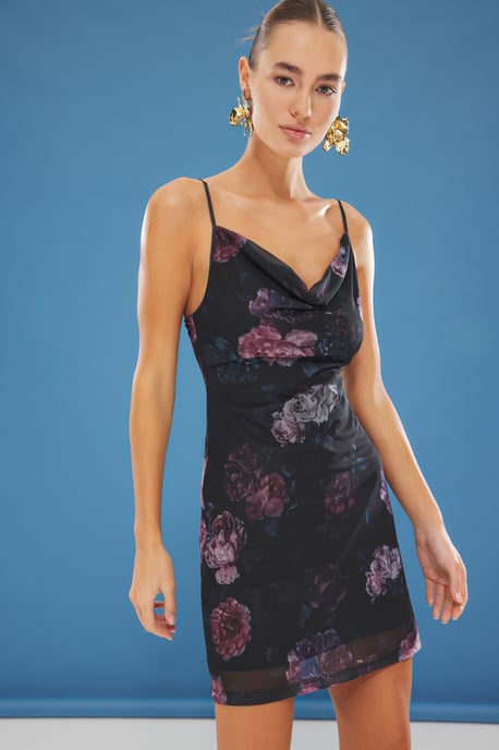 Geblümt Mini Spaghetti-Träger-Abendkleid für Damen / Alltagskleid - Image 4