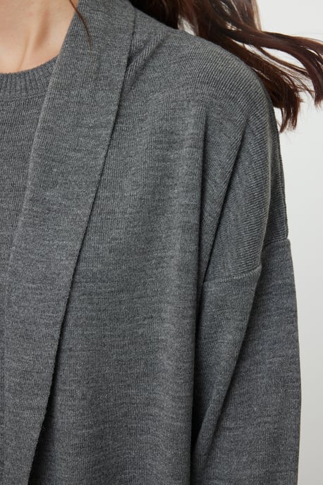 Graues, gerades Mini-Kleid für Damen, lang, lässig/alltagstauglich - Image 2