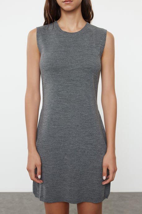 Graues, gerades Mini-Kleid für Damen, lang, lässig/alltagstauglich - Image 3