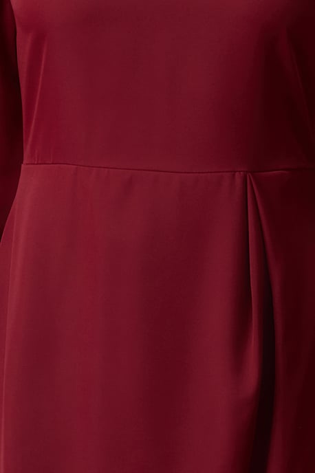 Damen bordeauxrotes, gerades Minikleid, lang, für Tag und Abend geeignet - Image 2