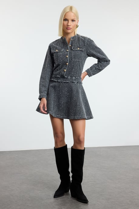 Damen Mini-Kleid mit Struktur, lang, elegant/abendlich, normal - Image 1