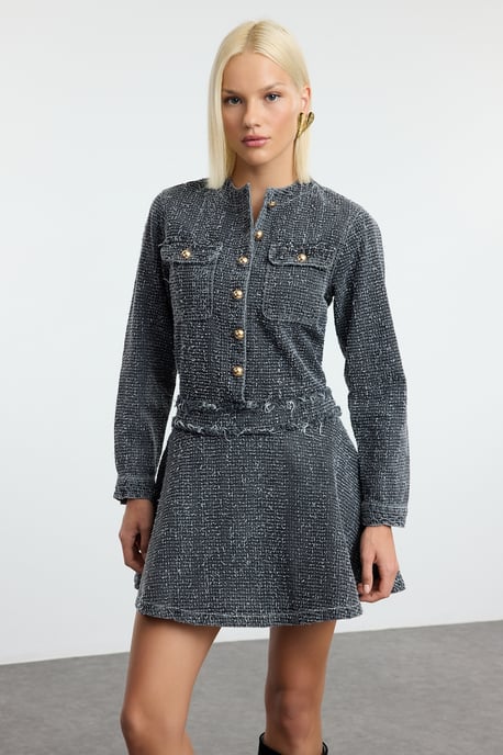 Damen Mini-Kleid mit Struktur, lang, elegant/abendlich, normal - Image 4