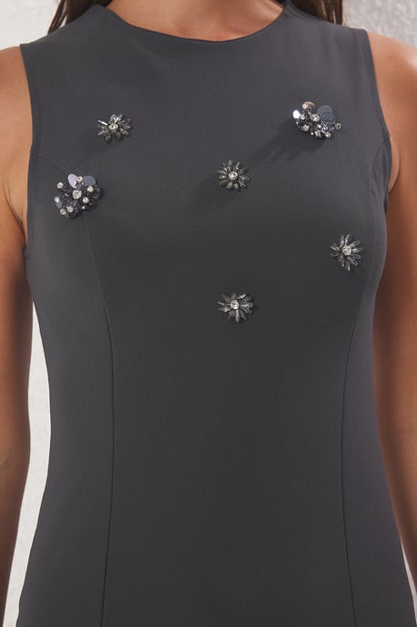Graues, gerades, ärmelloses Minikleid für Damen, lässig/alltagstauglich, schmal geschnitten - Image 2