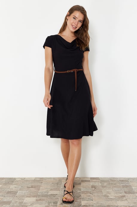 Langes, gerades Damen-Midikleid mit ausgestelltem Saum für Freizeit und Alltag - Image 1