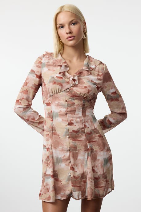Abstraktes Mini-Kleid für Damen, lang, für Tag und Nacht - Image 4