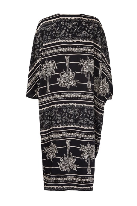 Schwarzes bedrucktes Midi-Strandkleid mit Spaghettiträgern in Übergröße für Damen - Image 2