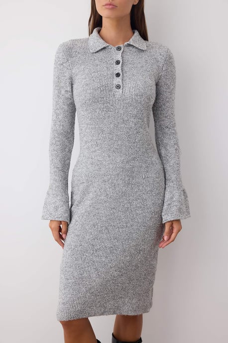 Graues, figurbetontes Midi-Kleid für Damen mit Farbverlauf - Image 2