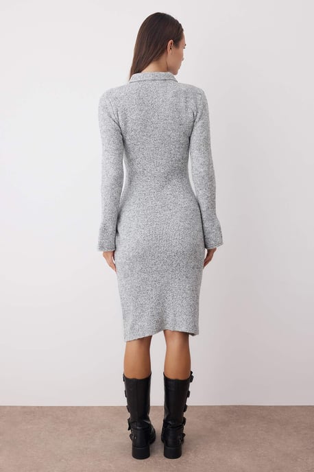 Graues, figurbetontes Midi-Kleid für Damen mit Farbverlauf - Image 3