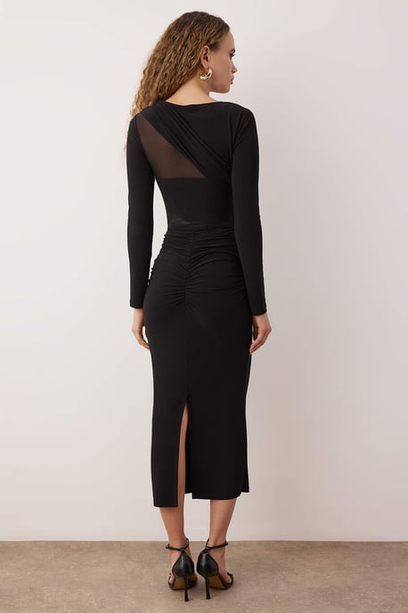 Unifarbenes, mittellanges Cocktailkleid für Damen - Image 3