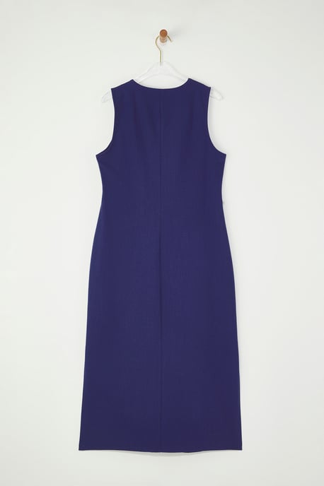 Damen Marineblaues gerades Midi-Kleid, ärmellos, lässig/alltagstauglich - Image 3