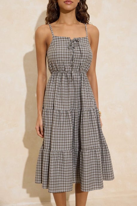 Kariertes, ärmelloses Midi-Kleid für Damen, lässig/alltagstauglich, im Skater-Stil - Image 2