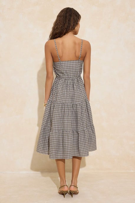Kariertes, ärmelloses Midi-Kleid für Damen, lässig/alltagstauglich, im Skater-Stil - Image 3