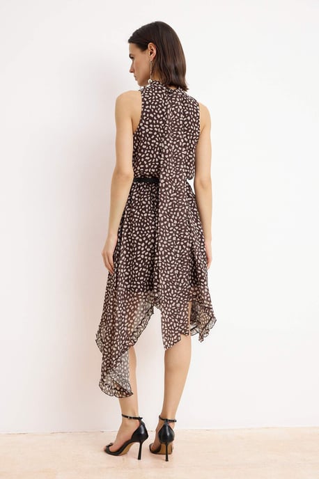 Turkishsouq Midikleid mit Polka-Dots, ärmellos, Tag- und Nacht-Skaterkleid - Braun - Image 3