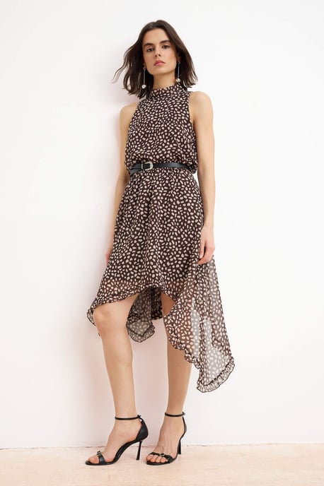 Turkishsouq Midikleid mit Polka-Dots, ärmellos, Tag- und Nacht-Skaterkleid - Braun - Image 4