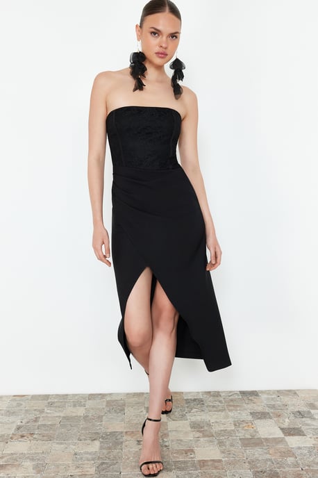 Damen Unifarbene ärmellose Midi-Cocktailkleider in taillierter Passform - Image 1